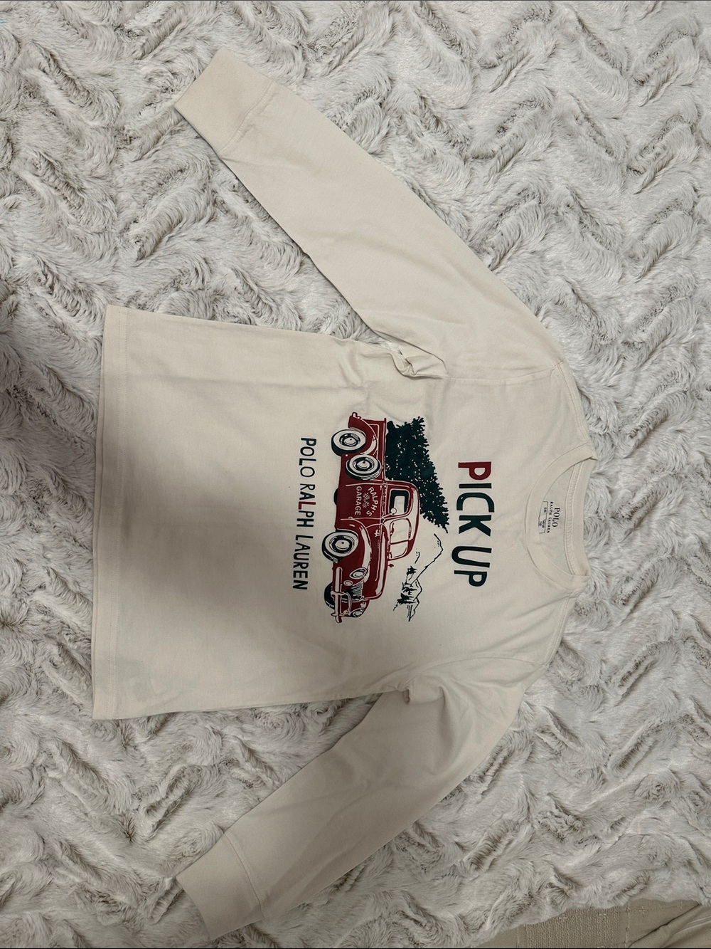 Polo by Ralph Lauren Cream Long-Sleeve Tee with Red Truck Graphic